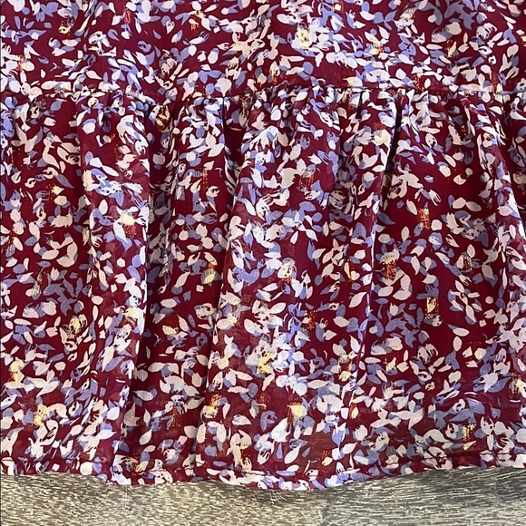 Crystal Doll Small Maroon Short Slewve Floral Mock Neck Dress - Picture 10 of 14
